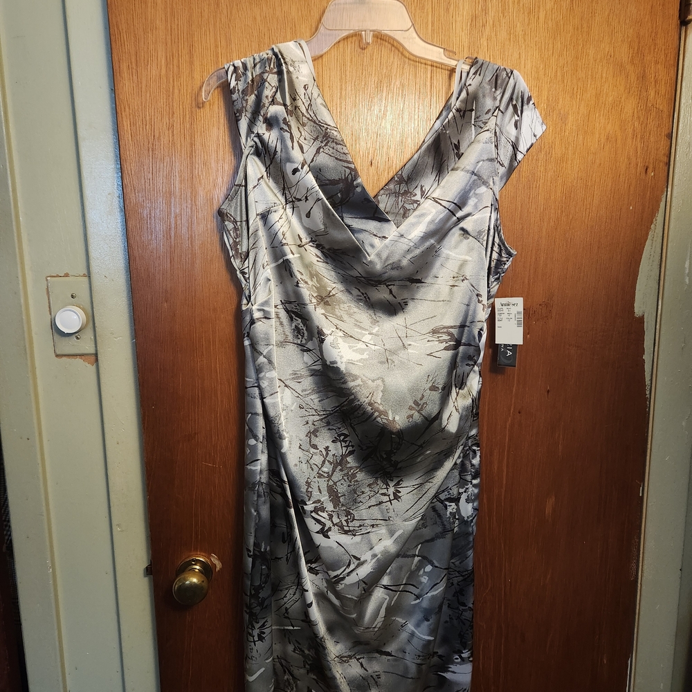 Christina Black and Silver V-Neck Sheath Dress